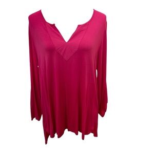 Cable & Gauge Pink Women’s XL V-neck Roll Tab Sleeves Viscose Spandex